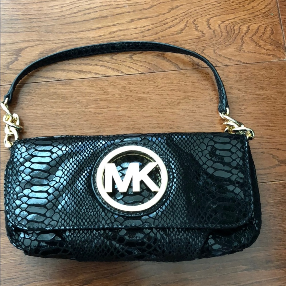 Michael Kors black purse with gold chain